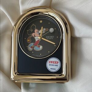 Seiko Gold and Black Mickey Mouse Quartz Desk Clock